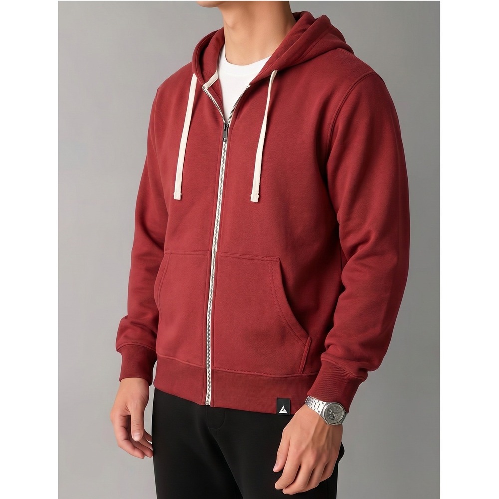AMERICAN GIANT Midweight Full Zip Hoodie Mens M Red Ochre Cotton Made in USA